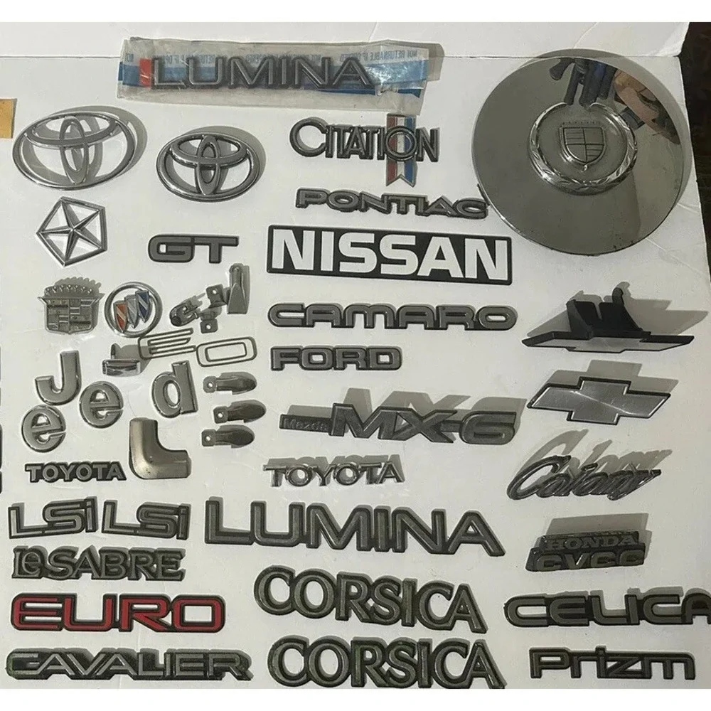 Lot of 40 + Vintage Car Emblems Collection Buick Chevrolet‎ Toyota Camaro Nissan
